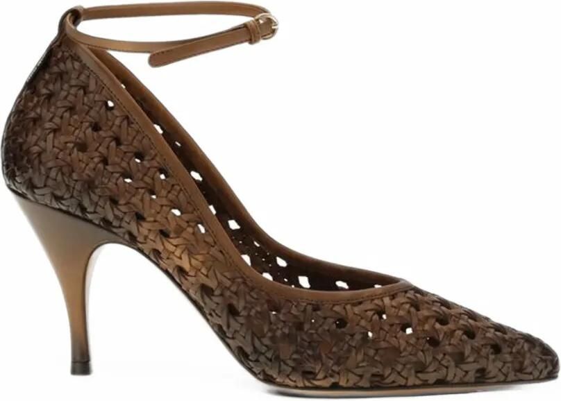 Miu woven leather pumps Bruin