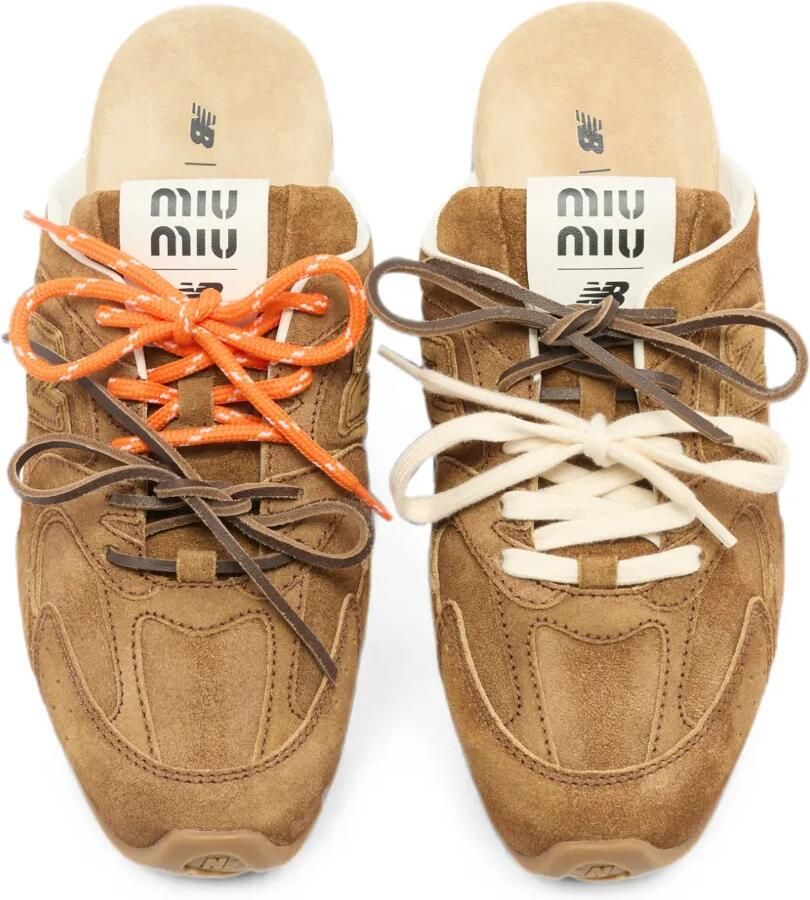 Miu x New Balance suède muiltjes Bruin - Foto 2