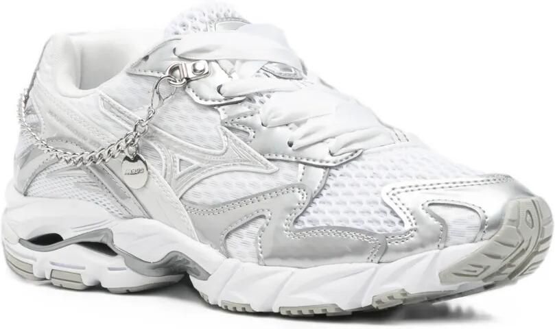 Mizuno Wave Rider sneakers met metallic-effect en ketting Wit - Foto 3