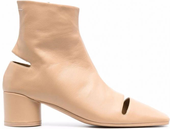 MM6 Maison Margiela Enkellaarzen met vierkante neus Beige - Schoenen.nl