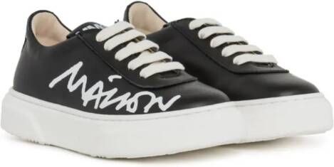 MM6 Maison Margiela Kids Leren sneakers met logoprint Zwart