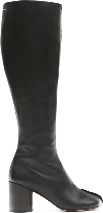 MM6 Maison Margiela Anatomic Stitch leren laarzen Zwart
