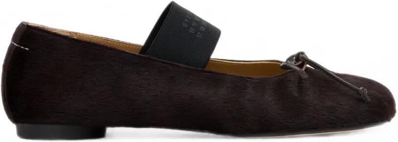 MM6 Maison Margiela Ballerina's met strikdetail en kalfshaar Bruin