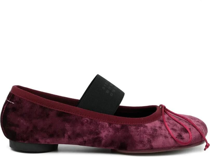 MM6 Maison Margiela Fluwelen ballerina's met elastisch bandje Rood