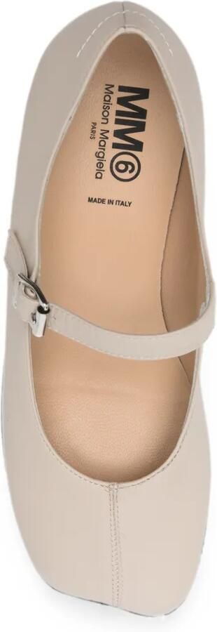 MM6 Maison Margiela Kids Ballerina's met gespsluiting en vierkante neus Beige - Foto 3