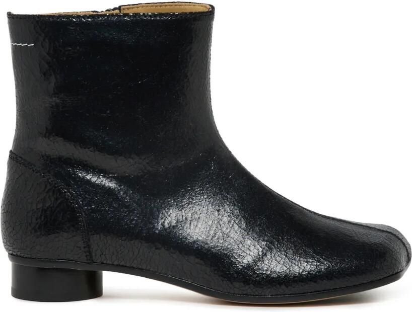 MM6 Maison Margiela Kids Enkellaarzen met vierkante neus en gebarsten effect Zwart