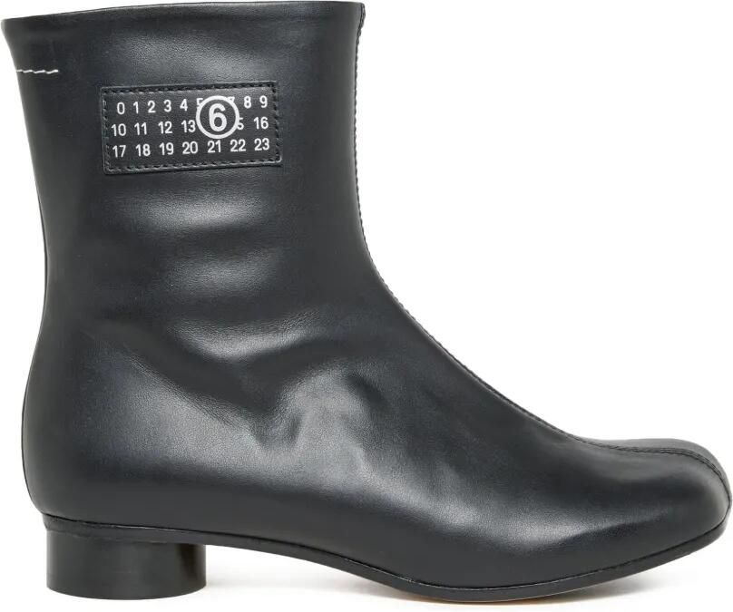 MM6 Maison Margiela Kids Laarzen van kalfsleer met logo Zwart