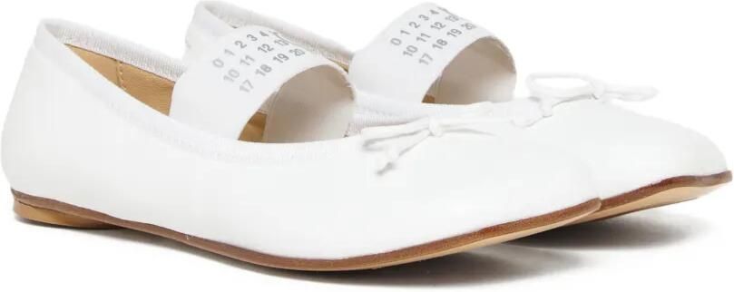 MM6 Maison Margiela Kids Leren ballerina's met strik Wit