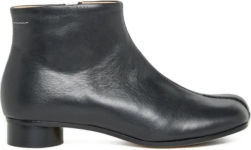 MM6 Maison Margiela Kids Leren laarzen met vierkante neus en rits Zwart
