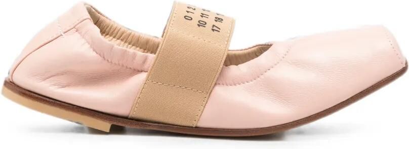 MM6 Maison Margiela Kids logoprint ballerina's met vierkante neus Roze