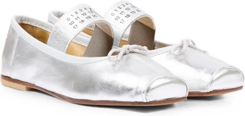 MM6 Maison Margiela Kids Metallic ballerina's met vierkante neus Zilver