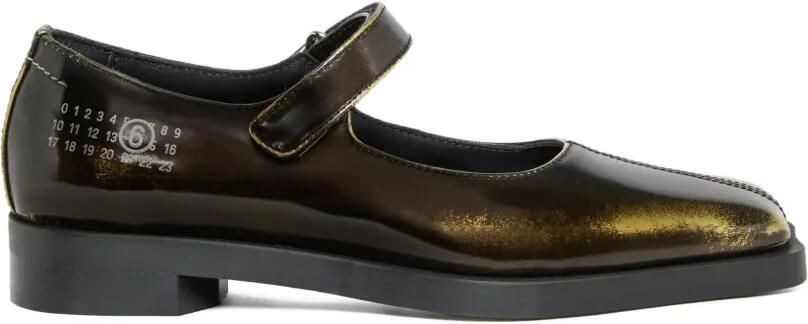 MM6 Maison Margiela Kids Metallic leren ballerina's met klittenband Bruin