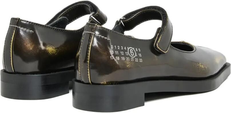 MM6 Maison Margiela Kids Metallic leren ballerina's met klittenband Bruin - Foto 3