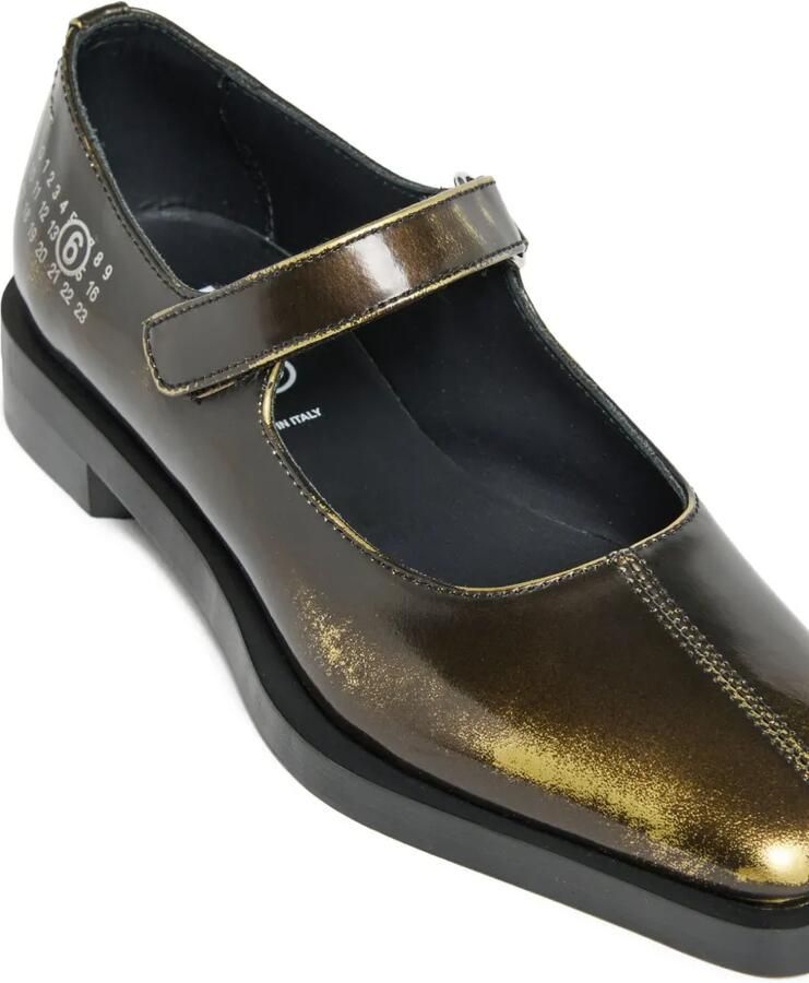 MM6 Maison Margiela Kids Metallic leren ballerina's met klittenband Bruin - Foto 2