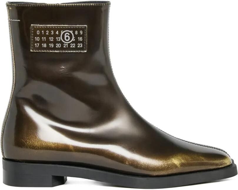 MM6 Maison Margiela Kids Metallic leren enkellaarzen Bruin