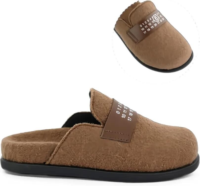 MM6 Maison Margiela Kids Slippers met bandje en nummer-print Bruin