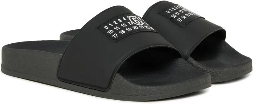 MM6 Maison Margiela Kids Slippers met tekst Zwart