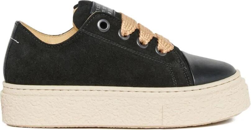 MM6 Maison Margiela Kids Suède-leren sneakers Zwart