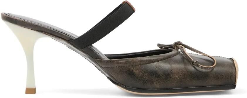 MM6 Maison Margiela Leren ballerina muiltjes met vierkante neus Bruin