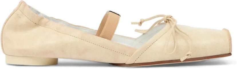 MM6 Maison Margiela Leren ballerina's met vierkante neus Beige