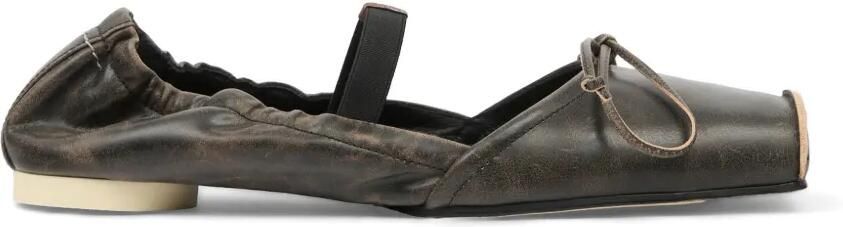 MM6 Maison Margiela Leren ballerina's met vierkante neus Zwart