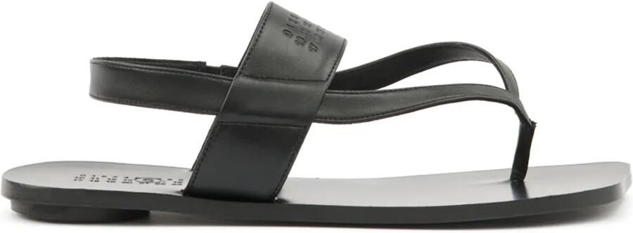 MM6 Maison Margiela Leren sandalen met logo-reliëf Zwart
