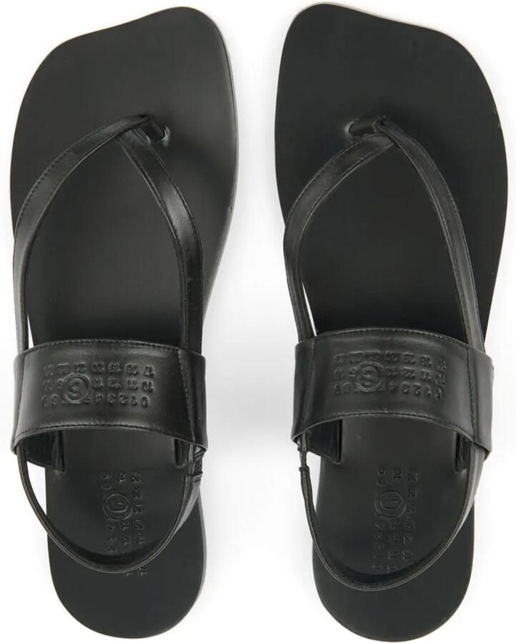 MM6 Maison Margiela Leren sandalen met logo-reliëf Zwart - Foto 3