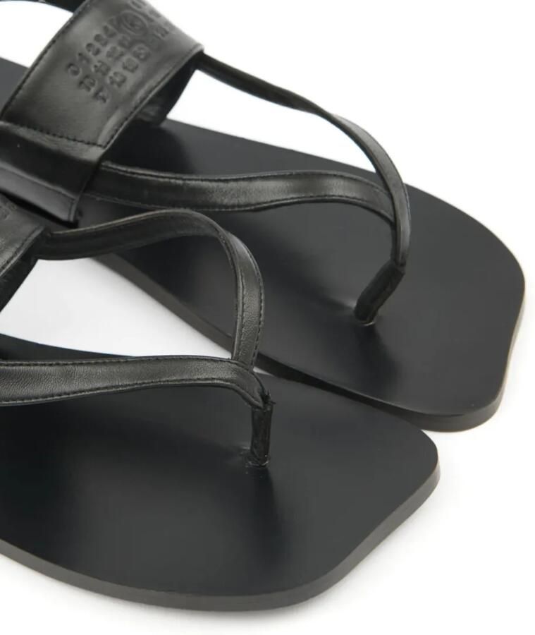 MM6 Maison Margiela Leren sandalen met logo-reliëf Zwart - Foto 2