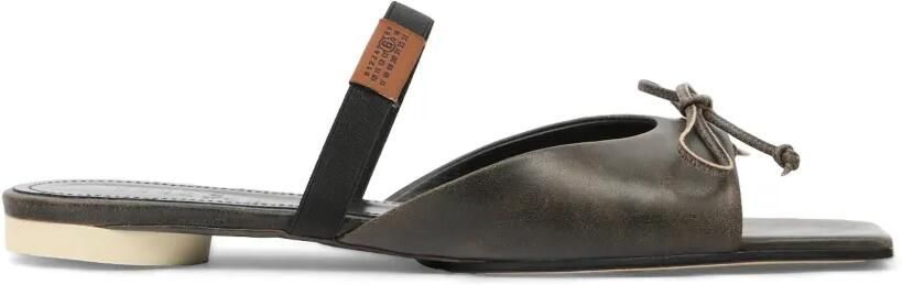 MM6 Maison Margiela Leren slingback schoenen met strikdetail Bruin
