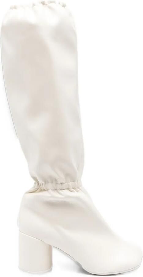 MM6 Maison Margiela ruched-detail knee-high boots Wit