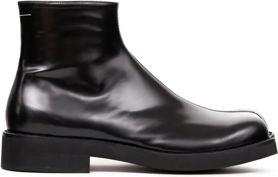 MM6 Maison Margiela Trunk leren enkellaarzen Zwart