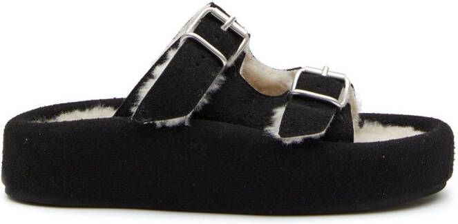 MM6 Maison Margiela Slippers met dubbele gesp Zwart