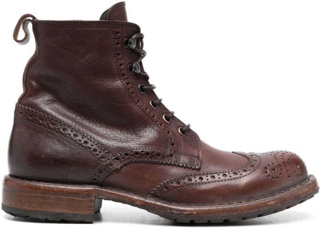 Moma Enkellaarzen met brogue detail Bruin