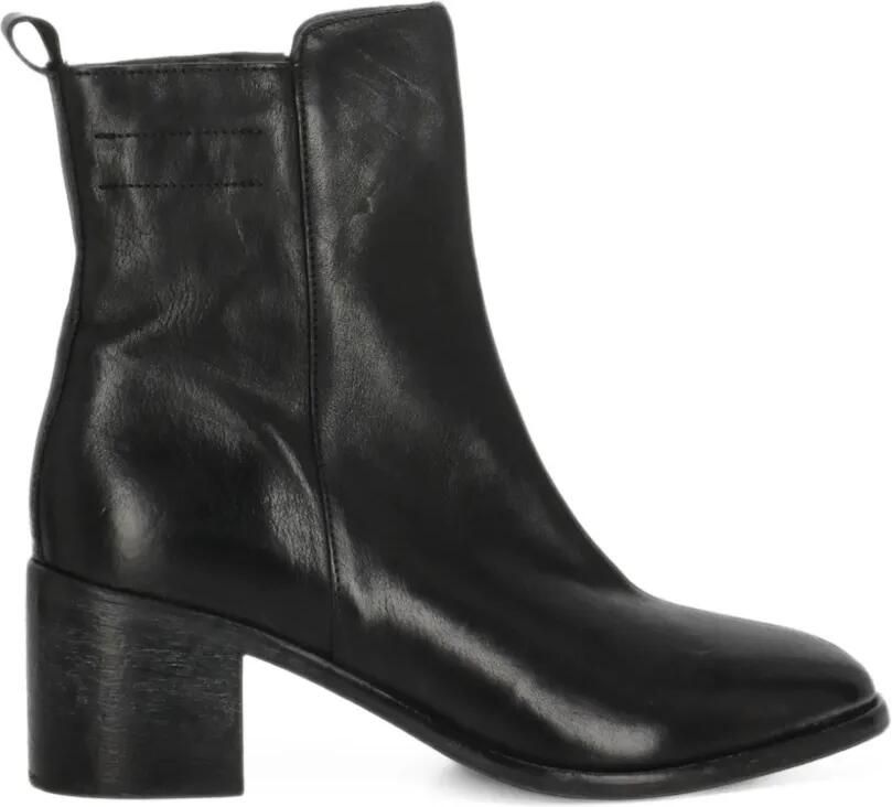 Moma side-zip leather ankle boots Zwart