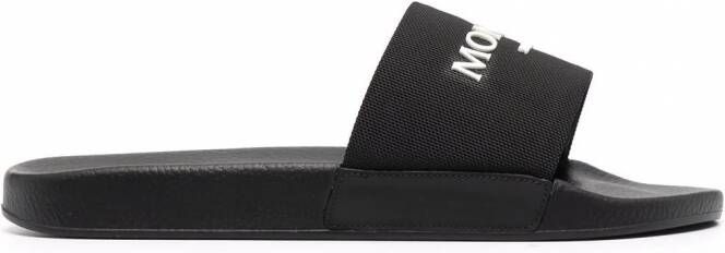 Moncler Badslippers met logoprint Zwart