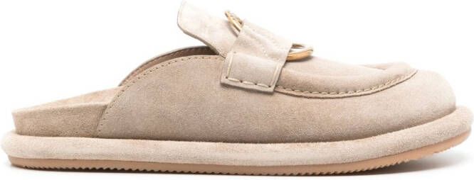 Moncler Bell suède slippers Beige