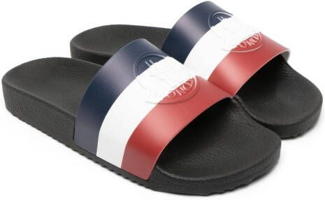 Moncler Enfant Basile slippers met logo-reliëf Zwart