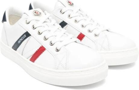 Moncler Enfant Leren sneakers met logoprint Wit