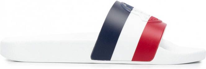 Moncler Gestreepte slippers Wit