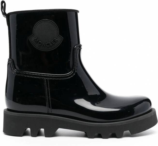 Moncler Glanzende enkellaarzen Zwart
