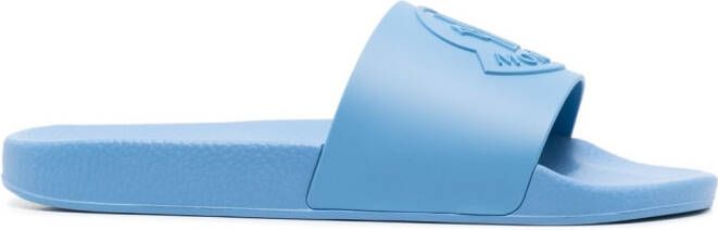Moncler Slippers met logo-reliëf Blauw