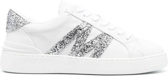 Moncler Monaco sneakers met glitter Wit