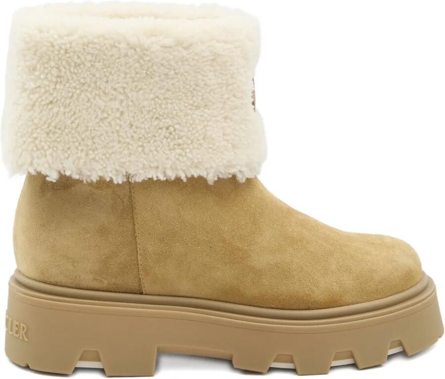 Moncler Aurea lammy laarzen met logopatch Beige