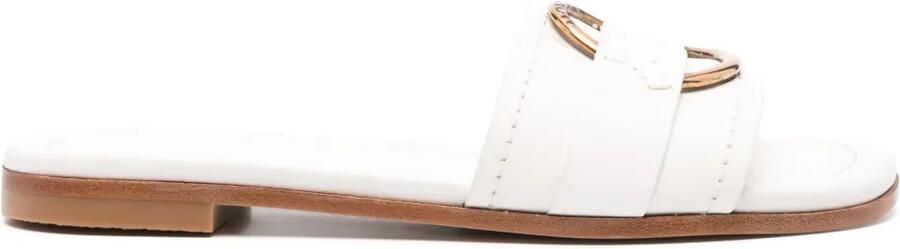 Moncler Bell leren muiltjes Wit