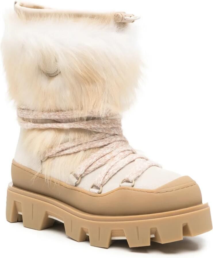 Moncler fur-trim lace-up boots Beige - Foto 2