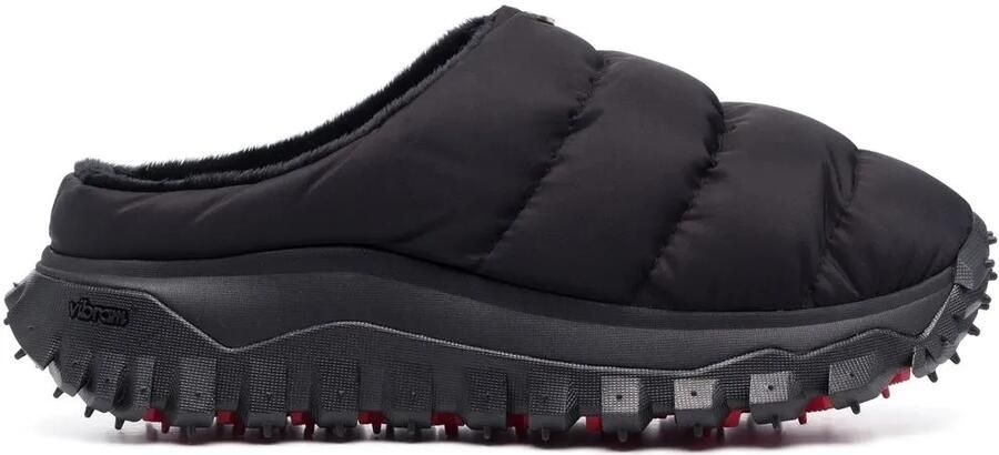 Moncler Slippers gevoerd met imitatiebont Zwart
