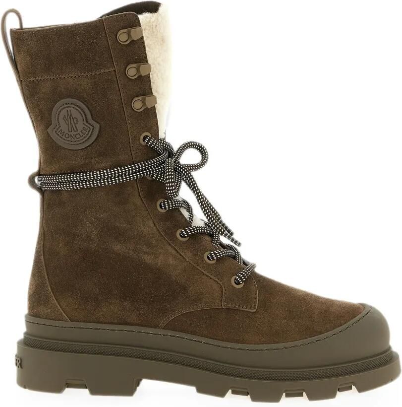 Moncler Vera High suède en lammy veterlaarzen Bruin