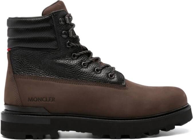 Moncler Peka suède wandellaarzen Bruin