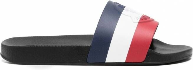 Moncler Slippers met logo-reliëf Blauw