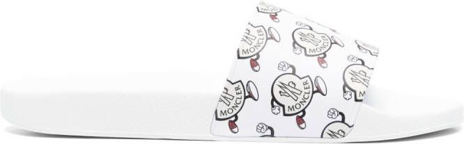 Moncler Slippers met logoprint Wit